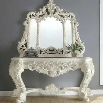 Plantation Cove White Victorian Console Table HD-8030 By Homey Design