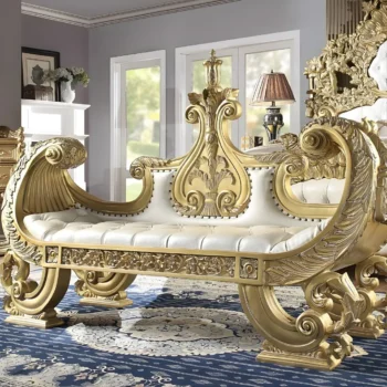 Metallic Bright Gold Victorian Bench HD-8086 By Homey Design