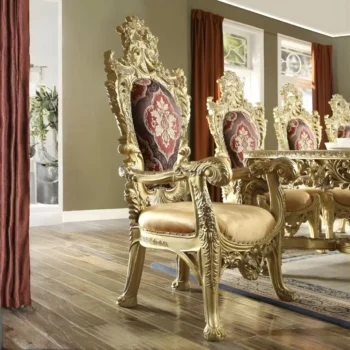 Metallic Bright Gold Arm Chair Set of 2 HD-8086 By Homey Design