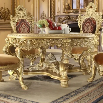 Metallic Bright Gold Round Table HD-8086 By Homey Design