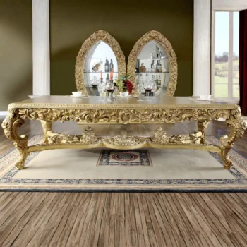 Metallic Bright Gold Dining Table HD-8086 By Homey Design