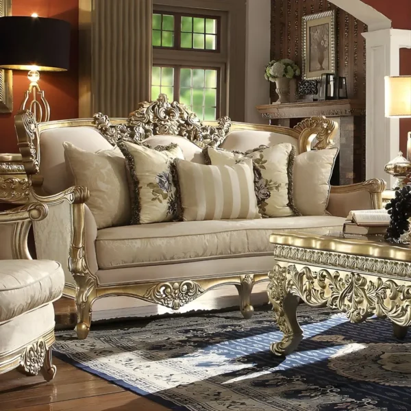 Metallic Bright Gold 3PCs Sofa Set HD-04 By Homey Design - Image 4