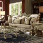 Metallic Bright Gold 3PCs Sofa Set HD-04 By Homey Design - Image 3