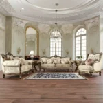 Met Ant Gold & Perfect Brown Victorian 3PC Sofa Set HD-506 By Homey Design