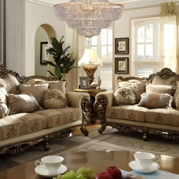 Met Ant Gold & Perfect Brown Victorian 3PC Sofa Set HD-506 By Homey Design - Image 2