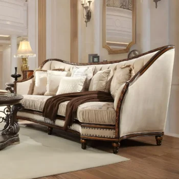 Antique Gold & Dark Oak Sofa Traditional Homey Design HD-823