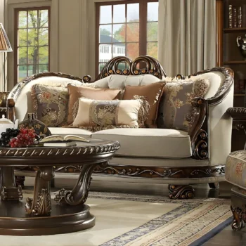 Luxury Beige Chenille Loveseat Traditional Homey Design HD-1623