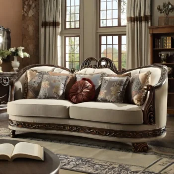 Luxury Beige Chenille Sofa Traditional Homey Design HD-1623