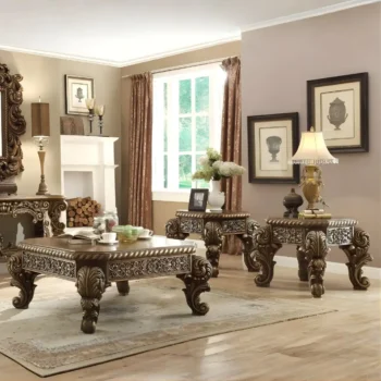 Met Ant Gold & Perfect Brown 3PC Coffee Table Set HD-8011 By Homey Design