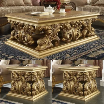 Metallic Bright Gold 3PCs Coffee Table Set HD-8016 By Homey Design