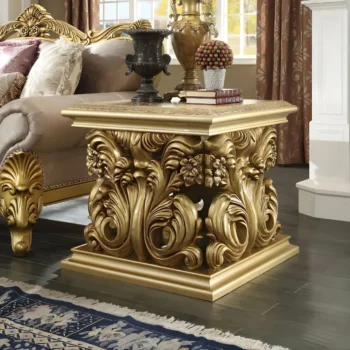 Metallic Bright Gold End Table HD-8016 By Homey Design