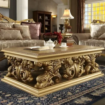 Metallic Bright Gold Victorian Coffee Table HD-8016 By Homey Design