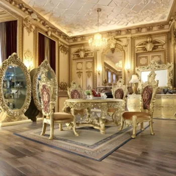 Gold Victorian 5PC Dining Table Set HD-8086 By Homey Design