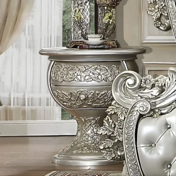 Metallic Silver Nightstand HD-8088 By Homey Design