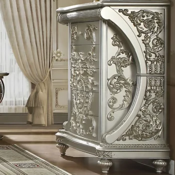 Metallic Silver Victorian Chest HD-8088 By Homey Design