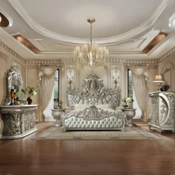 Metallic Silver 4PC Bedroom Set HD-8088 By Homey Design