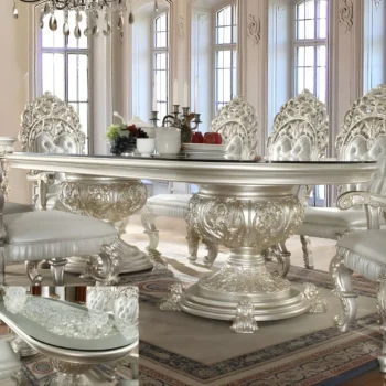 Metallic Silver Dining Table HD-8088 By Homey Design