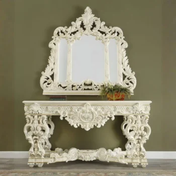 White Vintage Victorian Console Table Finish HD-8089 By Homey Design