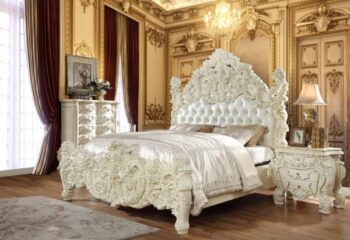 White Gloss Finish 4 PCs Eastern King Bedroom Set HD-8089 By Homey Design