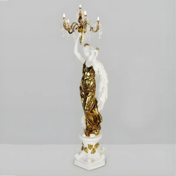 White & Metallic Gold Floor Lamp HD-7941 By Homey Design - Image 2