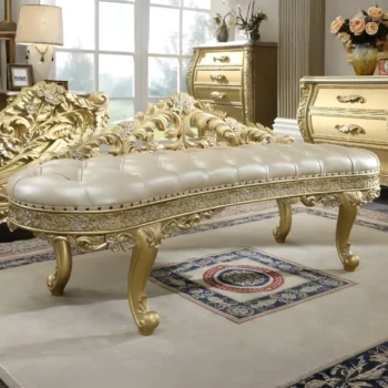 Metallic Gold HD-1801 Victorian Bench By Homey Design