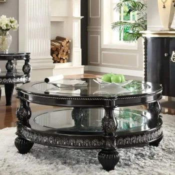 Black Enamel & Silver Victorian Coffee Table HD-1208 By Homey Design 3