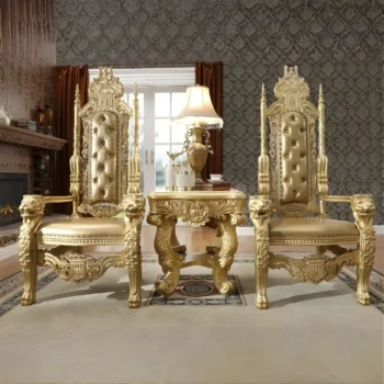 Metallic Gold Victorian King Chair HD-1801 By Homey Design