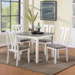 Dunseith 5 Pc. Dining Set Transitional WhiteGray by Furniture of America
