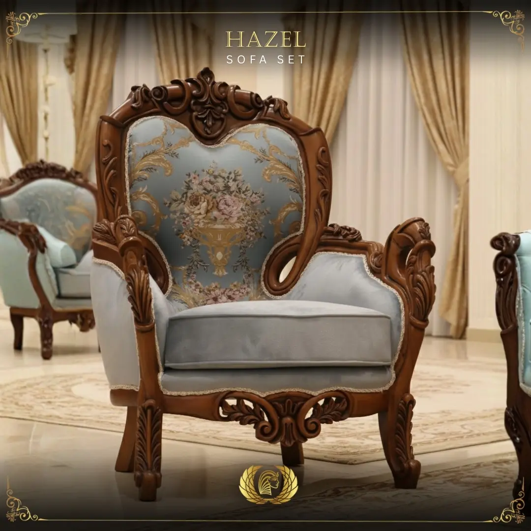 Handmade Hazel Blue Chair | Mobilia Cleopatra 3 hazel sofa set (chair)1