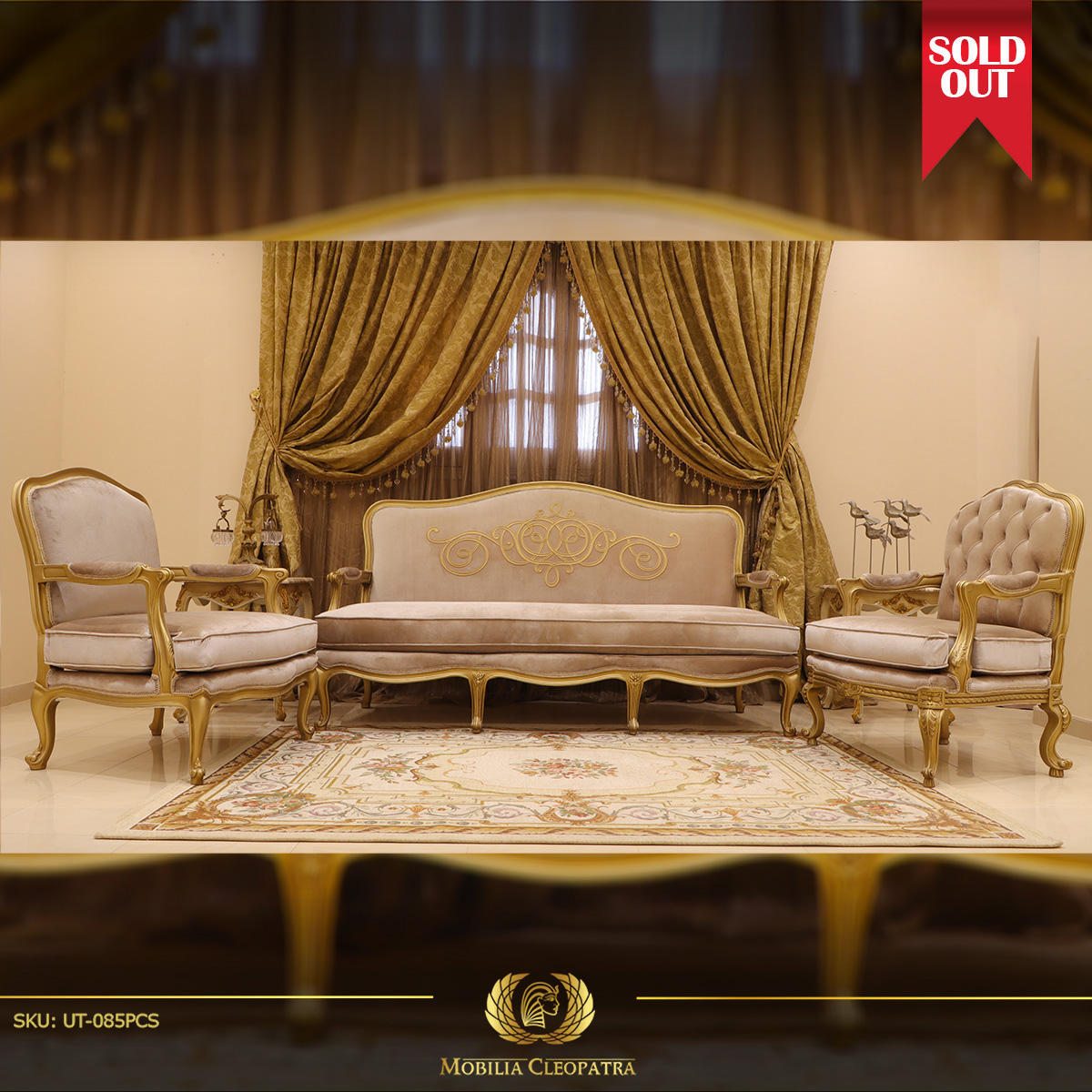Handmade 5Pcs- Honey Gold Sofa Set