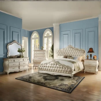 Chantelle Rose Gold Leather Bed By ACME