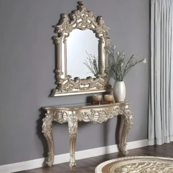 Champagne Finish Victorian Console Table HD-328C By Homey Design