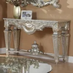Luxury Silver Finish Victorian Console Table HD-8908S By Homey Design - Image 2