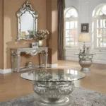 Luxury Silver Finish 3PCs Coffee Table Set HD-8908S By Homey Design