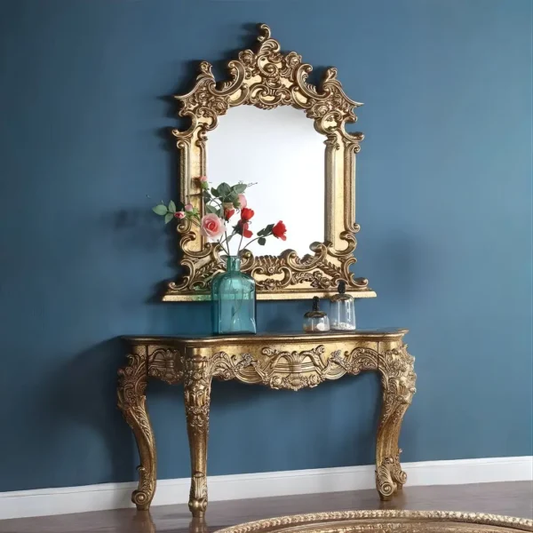 Luxury Gold Victorian Console Table HD-328G By Homey Design - Image 2