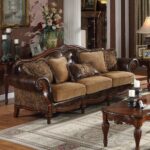 Brown Leather & Chenille Cherry Finish Dreena Sofa W/5 Pillows 05495 by ACME Luxury Sofas Mobilia Cleopatra 9 Brown Leather & Chenille Cherry Finish Dreena Sofa W/5 Pillows 05495 by ACME 9