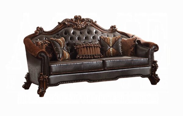 Vendome II Sofa With 5 Pillows in Brown Leather 53130 by ACME 6