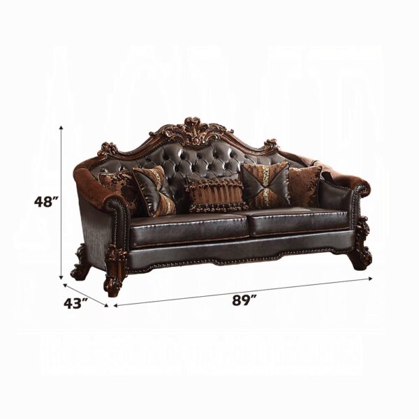 Vendome II Sofa With 5 Pillows in Brown Leather 53130 by ACME 7
