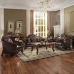 Vendome II Chair With Pillow in Brown Leather by ACME - Image 2