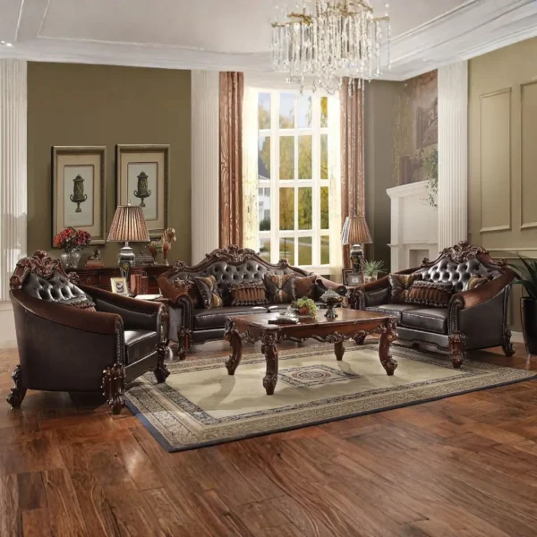 Vendome II Chair With Pillow in Brown Leather by ACME - Image 2