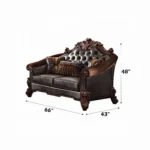 Vendome II Loveseat With 3 Pillows in Brown Leather by ACME - Image 2