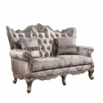 Jayceon Loveseat W2 Pillows Fabric & Champagne Finish By ACME