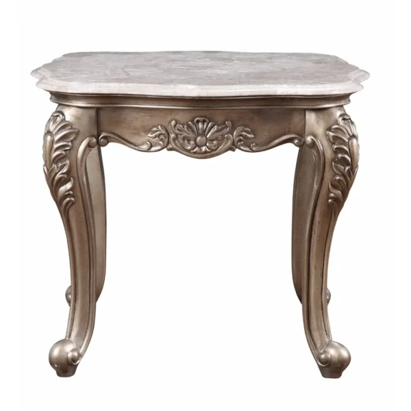 Jayceon End Table Marble Top & Champagne Finish By ACME
