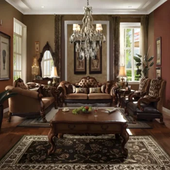 Dresden Golden Brown Velvet Sofa With 7 Pillows by ACME