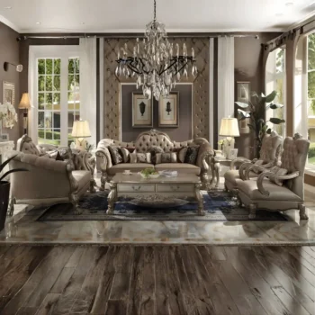 Dresden Bone Velvet Sofa With 7 Pillows by ACME