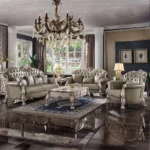 Dresden Leather Sofa With 5 Pillows By ACME