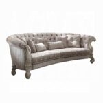 Versailles Sofa With 5 Pillows in Ivory Velvet 52085 By ACME Luxury Living Room Furniture Mobilia Cleopatra 10 Versailles Sofa With 5 Pillows in Ivory Velvet 52085 By ACME 10