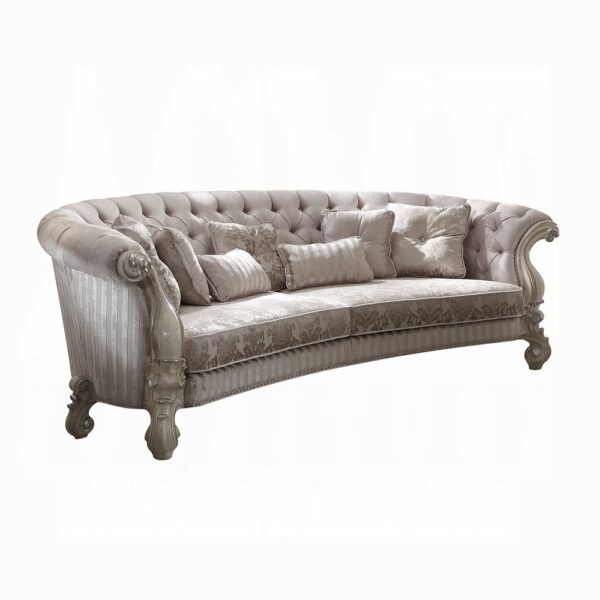 Versailles Sofa With 5 Pillows in Ivory Velvet 52085 By ACME 7