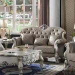 Dresden Leather Loveseat With 3 Pillows By ACME