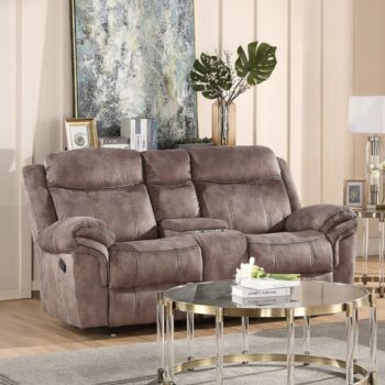 Chocolate Velvet Zubaida Motion Sofa & Console W/USB 55020 by ACME
